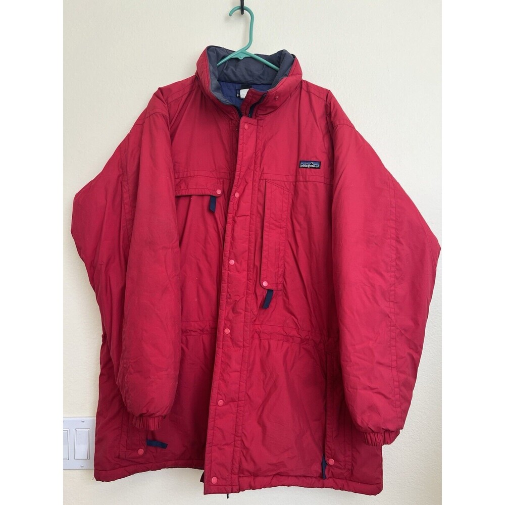 Vtg Patagonia Insulated DAS Puffer Jacket 90's Parka Red Blue‎ Mens L 84161 F3